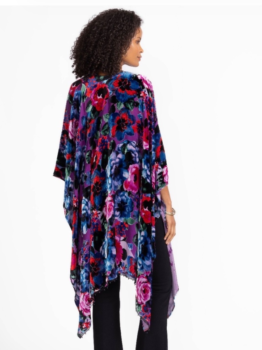 Johnny Was Burnout Velvet And Silk Shawl Phantasma OS - Picture 2 of 16